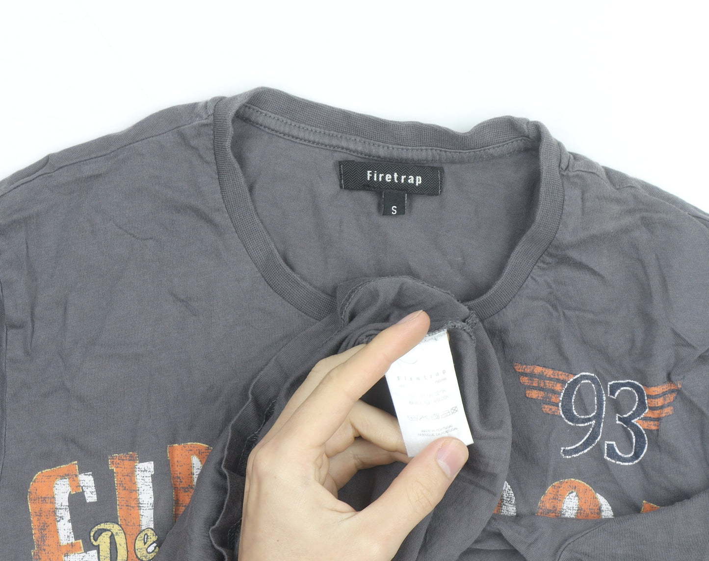 Firetrap Men's Grey Motorcycle Graphic Print T-Shirt Small