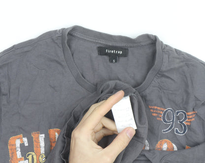 Firetrap Men's Grey Motorcycle Graphic Print T-Shirt Small