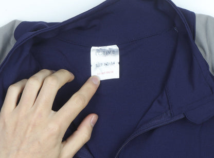 Active Womens Blue Track Jacket Size 12 Full Zip Lightweight