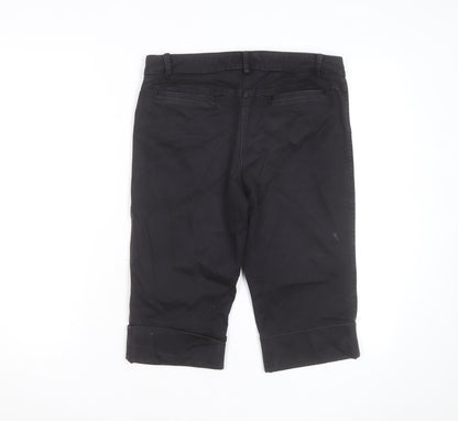 Warehouse Women's Black Chino Shorts Size 10 Stretch Cotton
