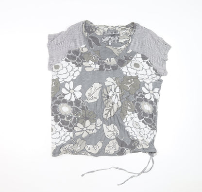 Next Womens Grey Floral Print V-Neck Tunic T-Shirt Size 20