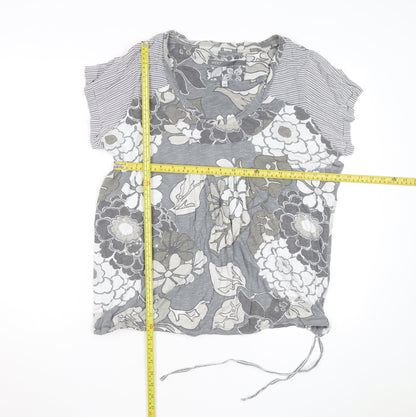 Next Womens Grey Floral Print V-Neck Tunic T-Shirt Size 20