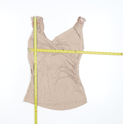 New Look Women’s Beige Wrap Sequin Strap Sleeveless Top Size 14