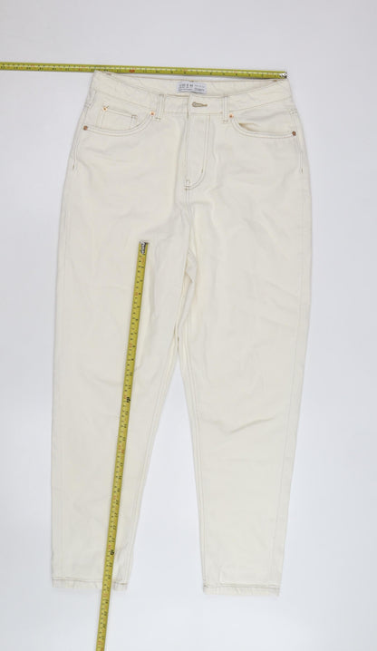 Primark Women’s Ivory High Rise Mom Jeans Size 16 Regular Fit Denim