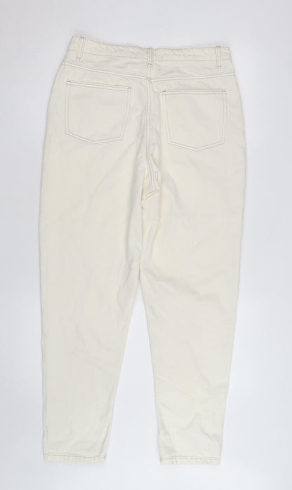 Primark Women’s Ivory High Rise Mom Jeans Size 16 Regular Fit Denim