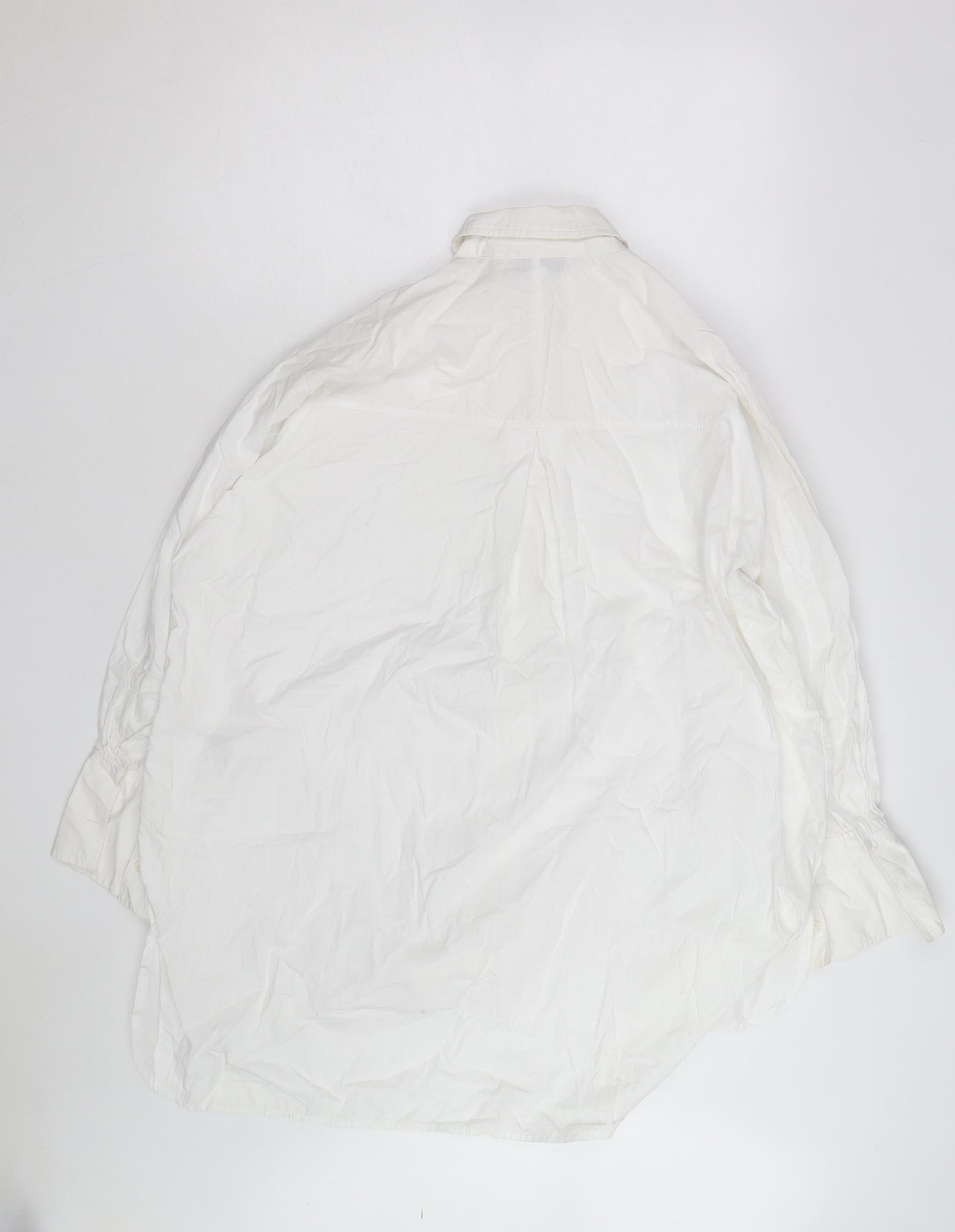 Topshop Women's White Cotton Long Sleeve Button-Up Shirt Size 12