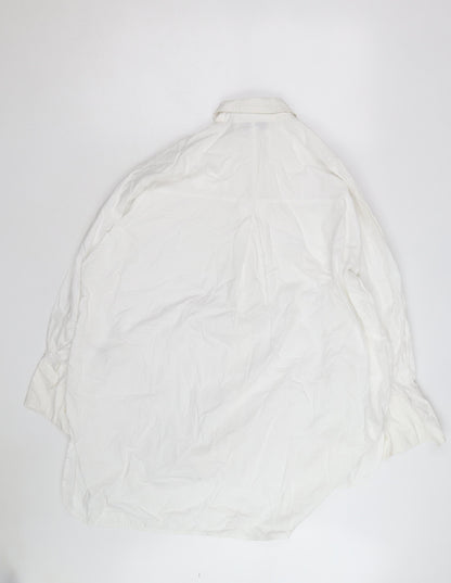 Topshop Women's White Cotton Long Sleeve Button-Up Shirt Size 12