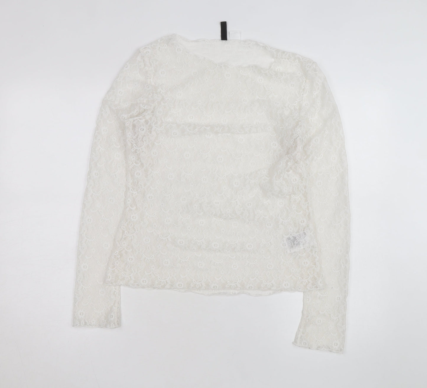 H&M Divided White Lace Long Sleeve Blouse Women’s Size L