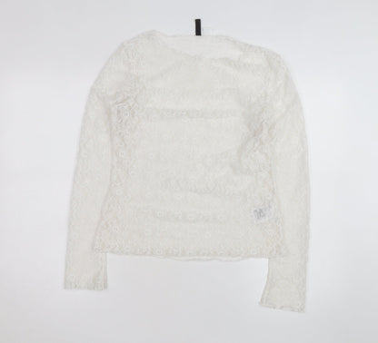 H&M Divided White Lace Long Sleeve Blouse Women’s Size L