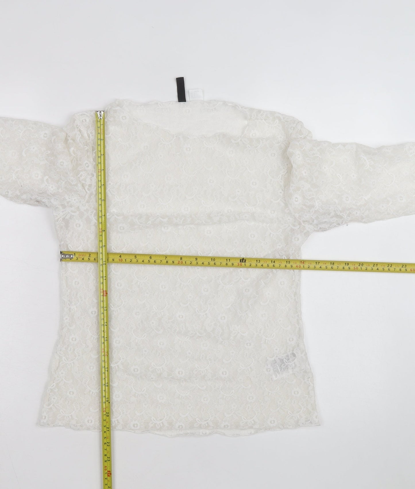 H&M Divided White Lace Long Sleeve Blouse Women’s Size L