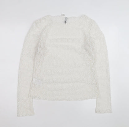 H&M Divided White Lace Long Sleeve Blouse Women’s Size L