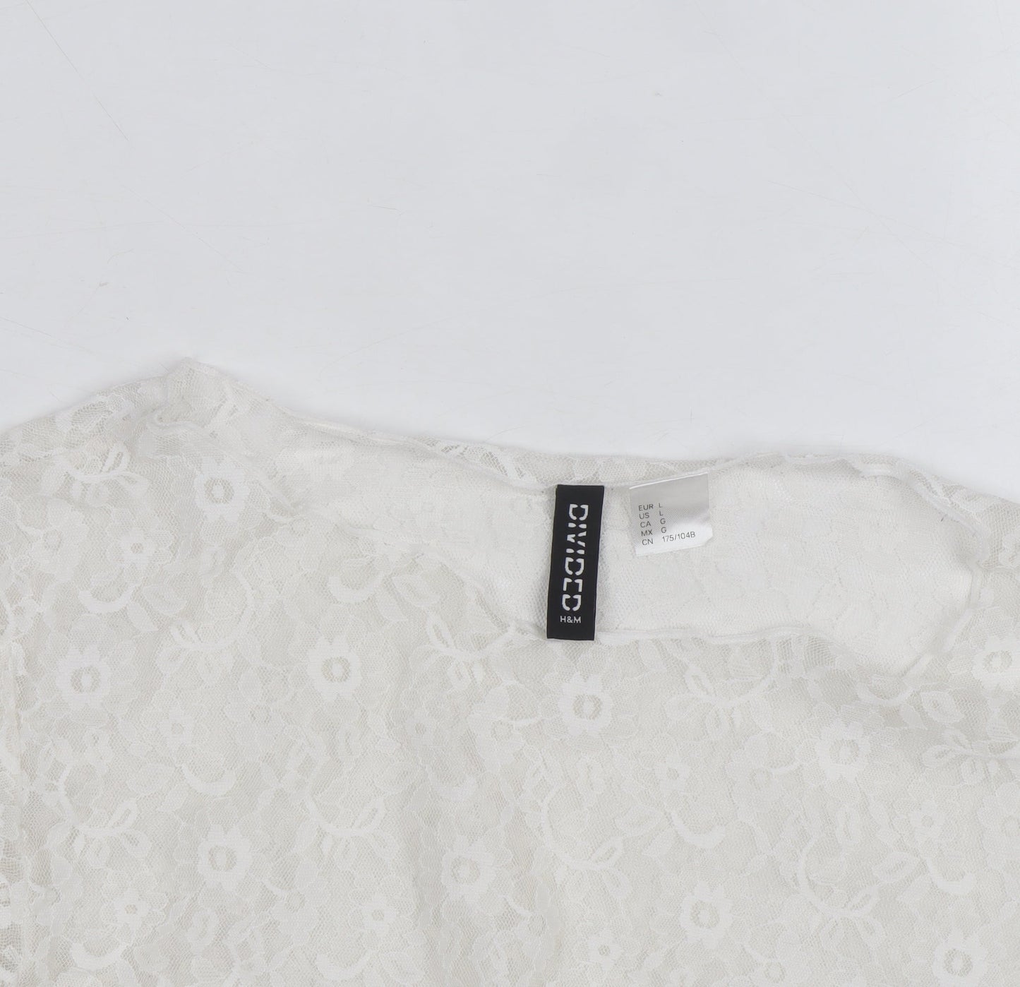 H&M Divided White Lace Long Sleeve Blouse Women’s Size L