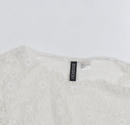 H&M Divided White Lace Long Sleeve Blouse Women’s Size L