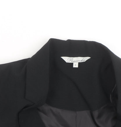 Peacocks Women's Black Size 8 Single-Breasted 3/4 Sleeve Blazer