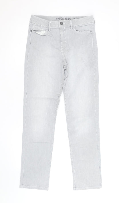Marks and Spencer Women Blue Striped Chino Trousers Size 10