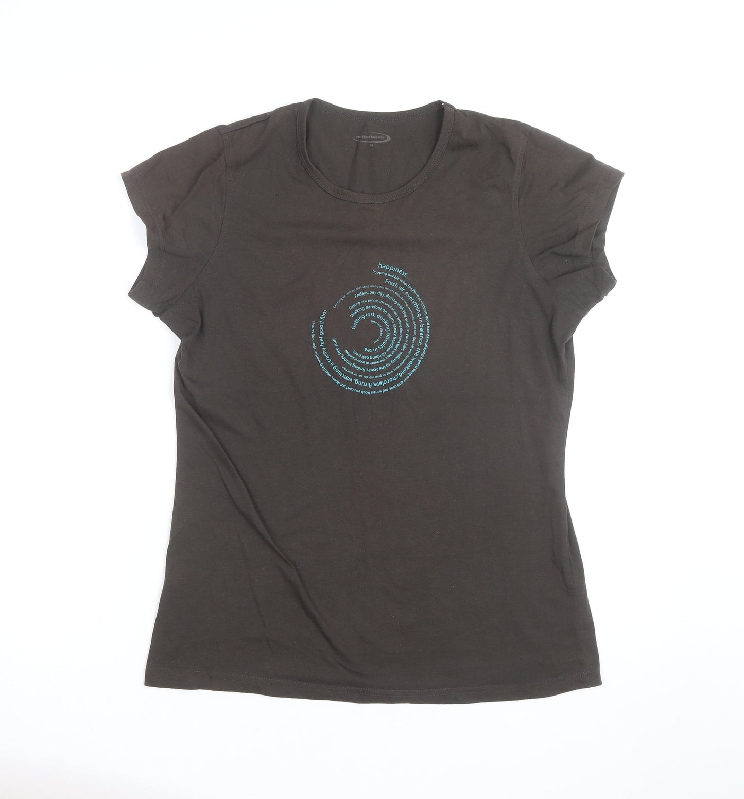 Mountainlife Women Brown Cotton Stretch Graphic T-Shirt Size 14