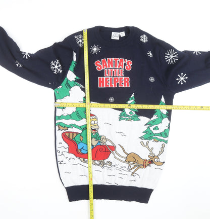 The Simpsons Men's Navy Christmas Jumper Medium Pullover Crew Neck