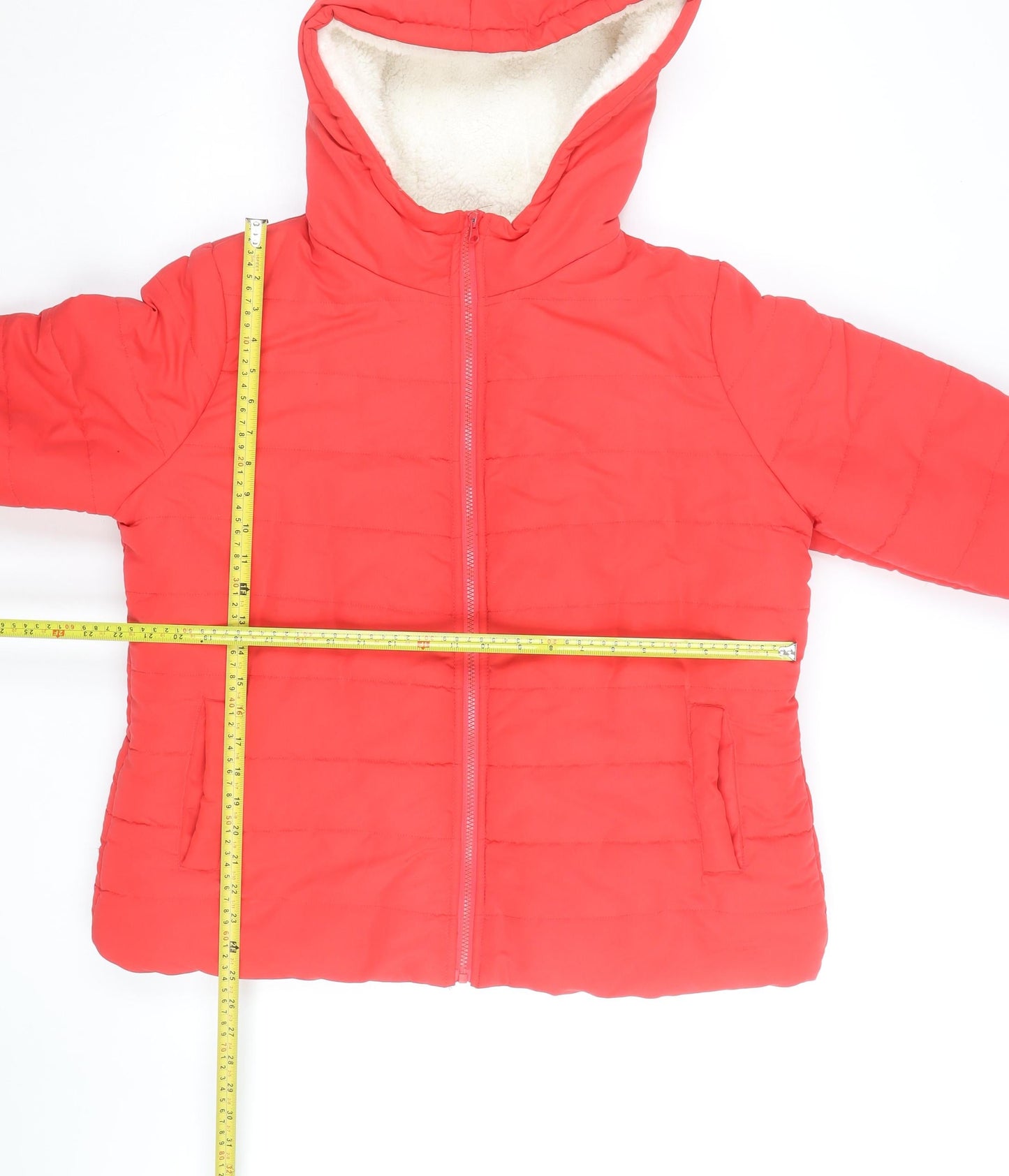 B.Young Women's Red Hooded Puffer Jacket Size 18 Winter Coat