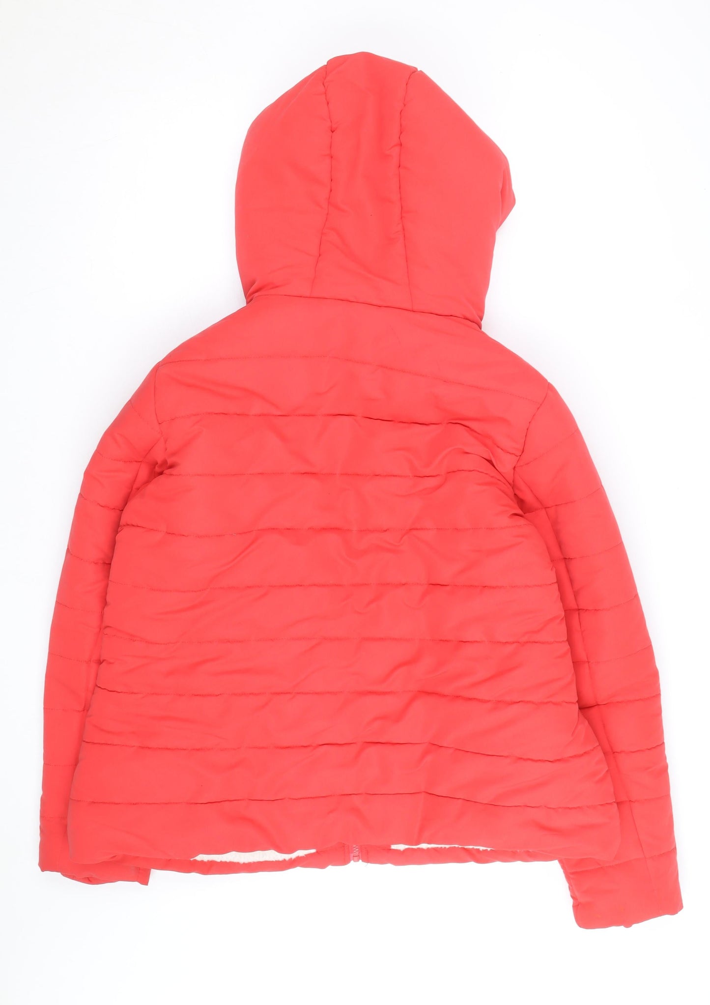 B.Young Women's Red Hooded Puffer Jacket Size 18 Winter Coat