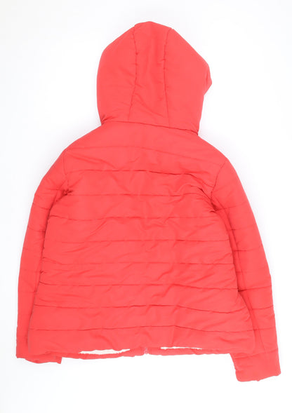 B.Young Women's Red Hooded Puffer Jacket Size 18 Winter Coat