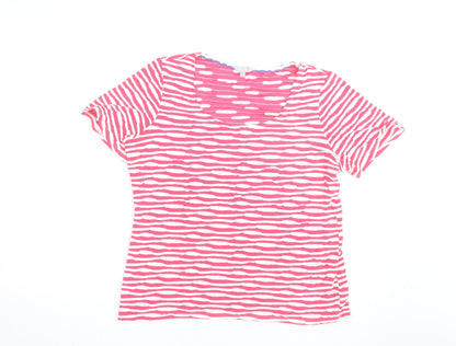 Per Una Women’s Pink Striped Scoop Neck Cotton T-Shirt Size 18