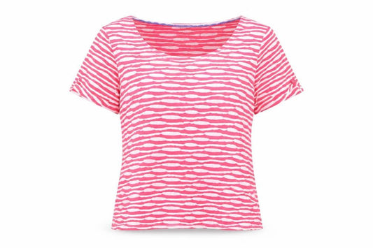 Per Una Women’s Pink Striped Scoop Neck Cotton T-Shirt Size 18