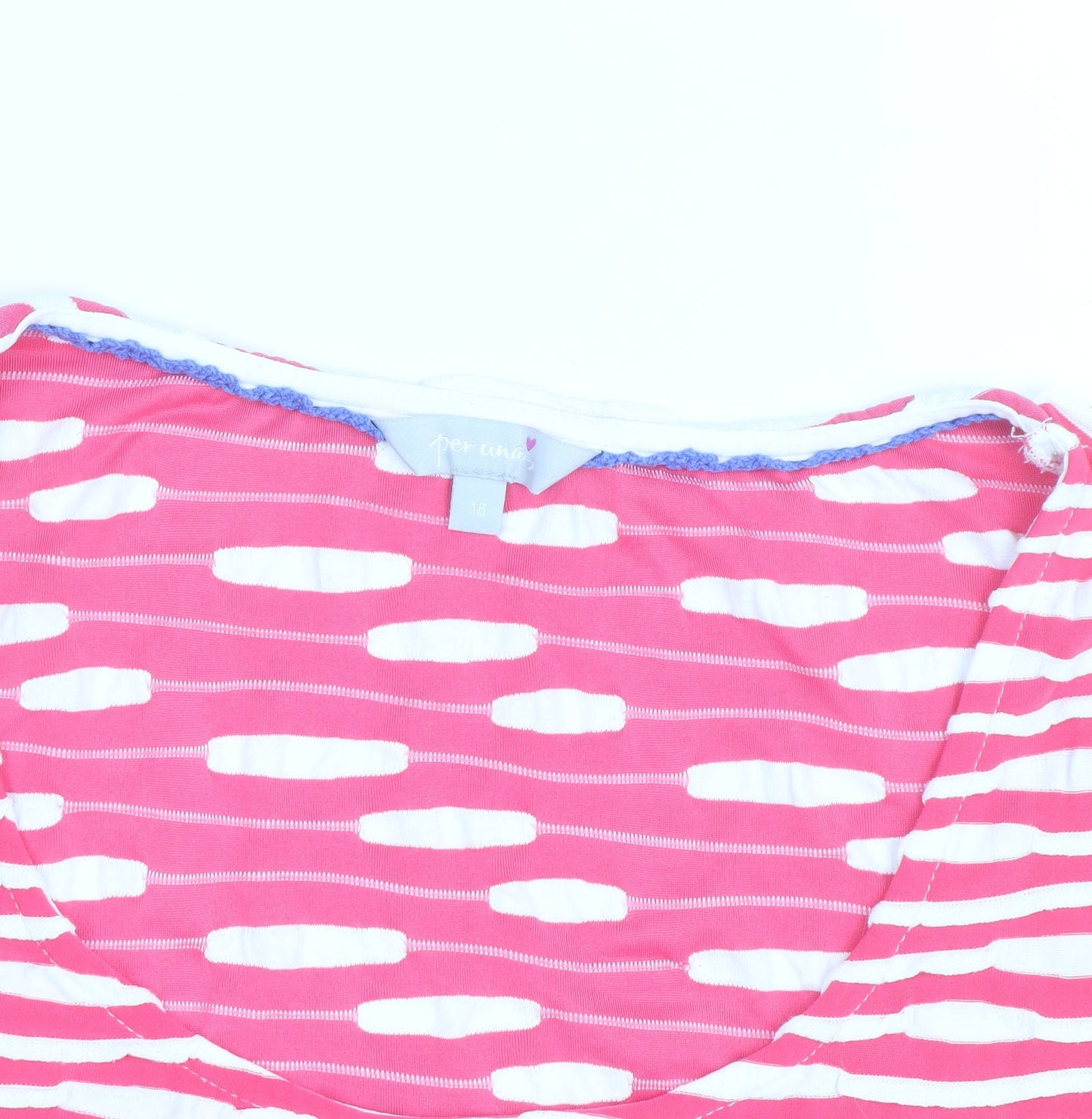 Per Una Women’s Pink Striped Scoop Neck Cotton T-Shirt Size 18