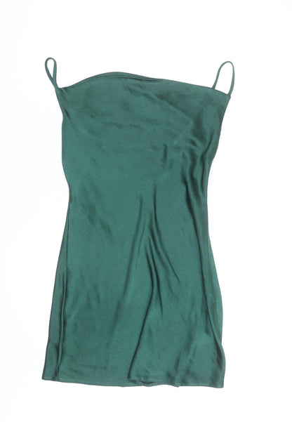 Nasty Gal Women’s Green Satin Slip Dress Size 2 Short Party Style