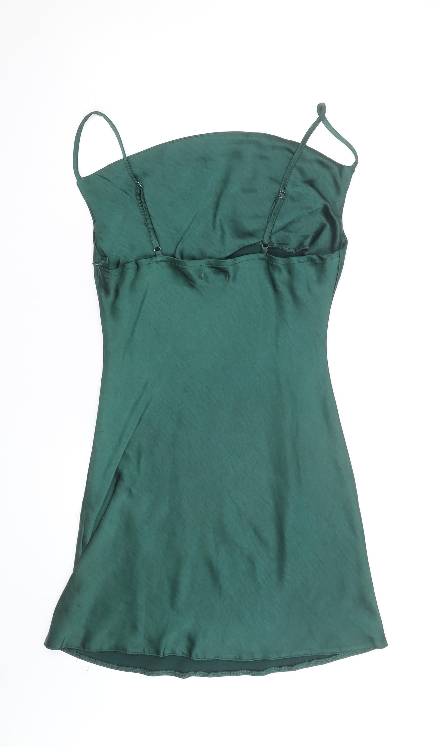 Nasty Gal Women’s Green Satin Slip Dress Size 2 Short Party Style