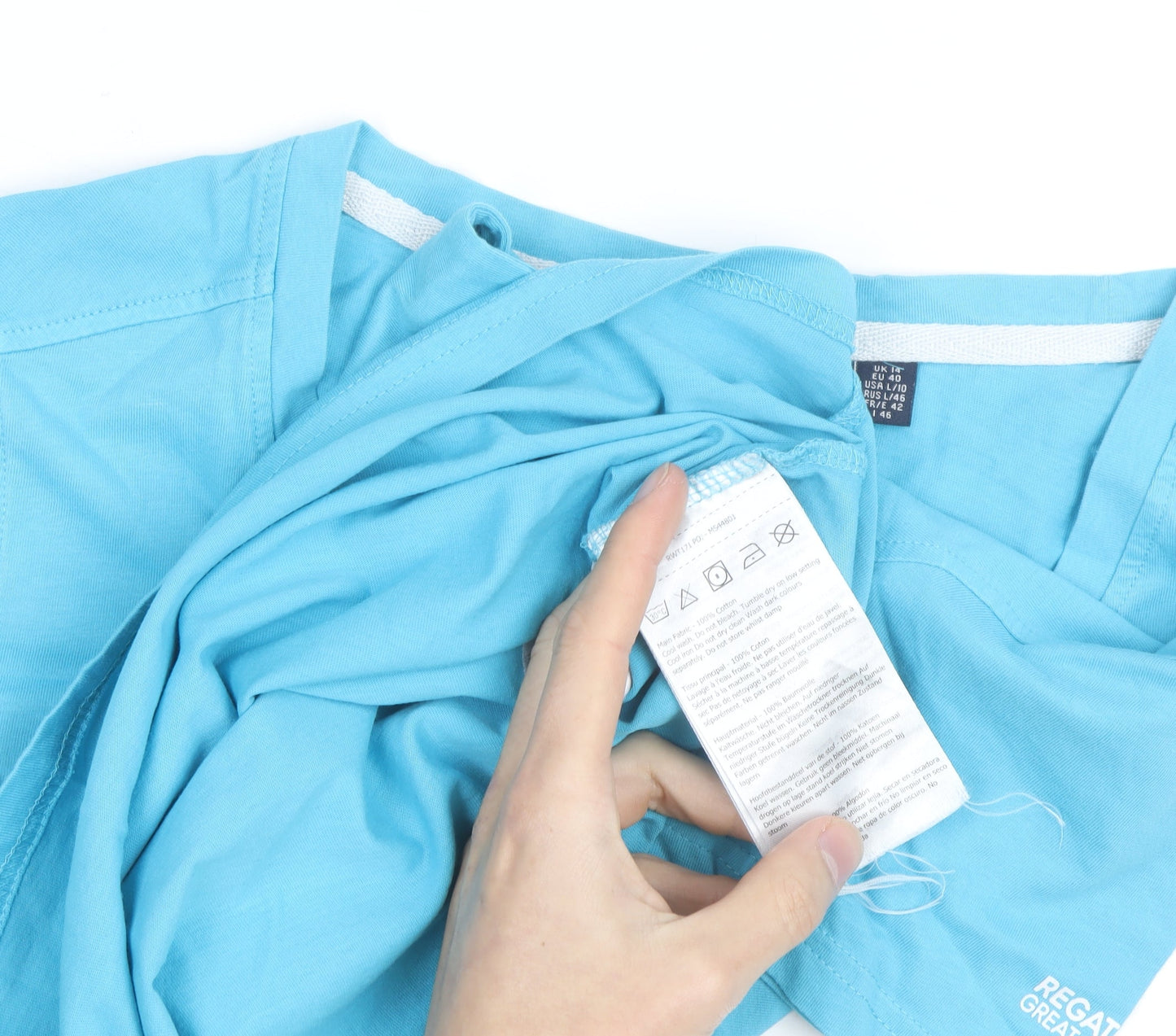 Regatta Women's Blue Cotton Crew Neck T-Shirt Size 12