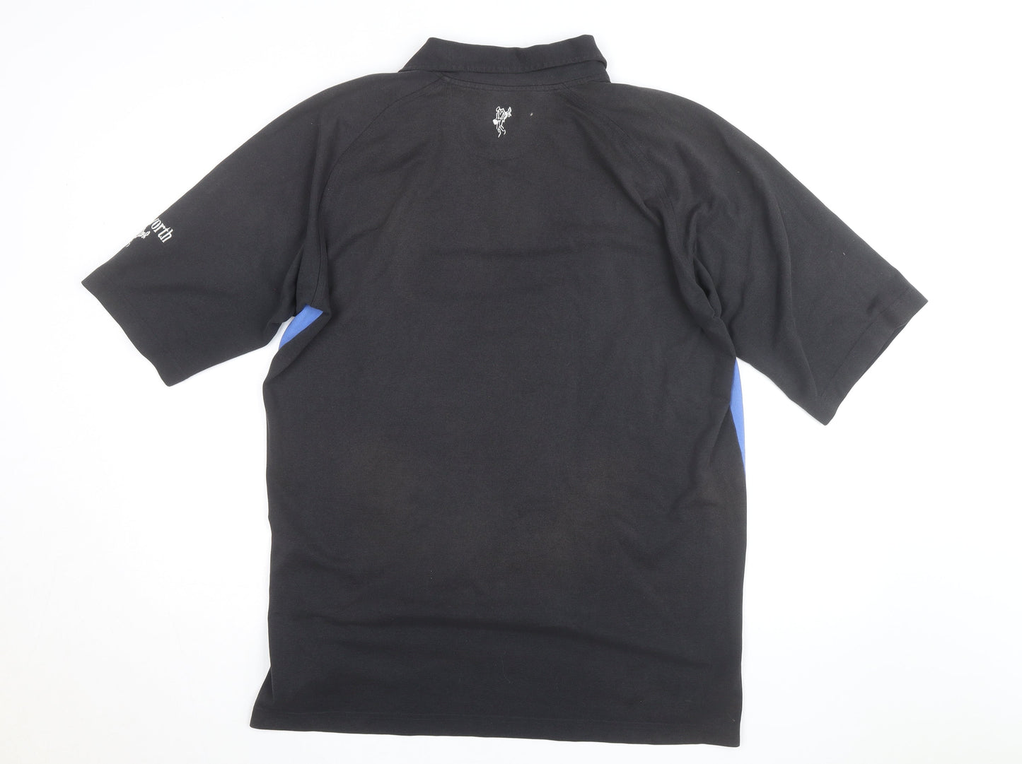 Ashworth Men's Blue & Black Golf Polo Shirt Size L 1/4 Zip Cotton