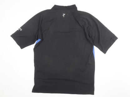 Ashworth Men's Blue & Black Golf Polo Shirt Size L 1/4 Zip Cotton