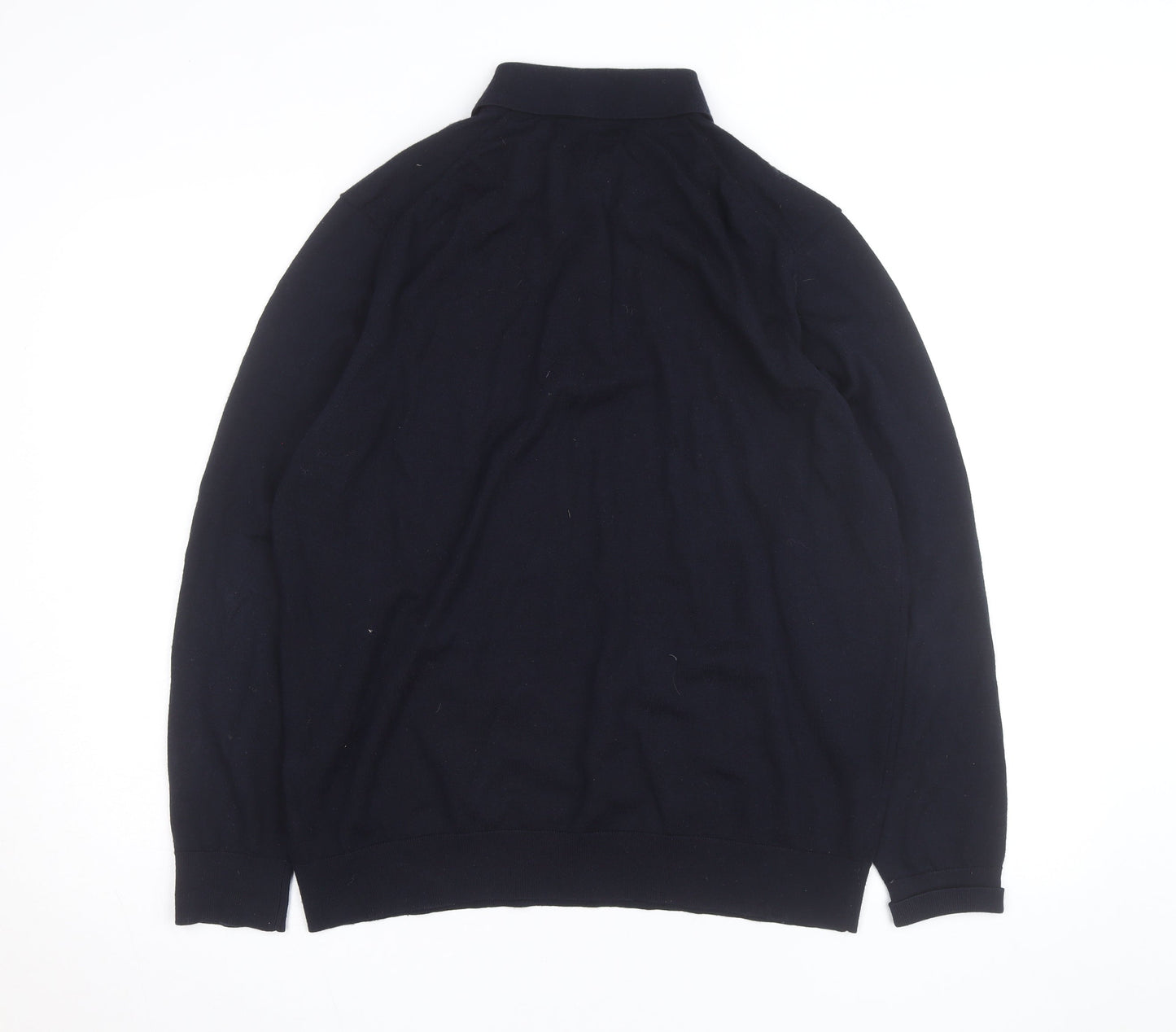 Marks and Spencer Autograph Men's Black XL Merino Wool Long Sleeve Polo