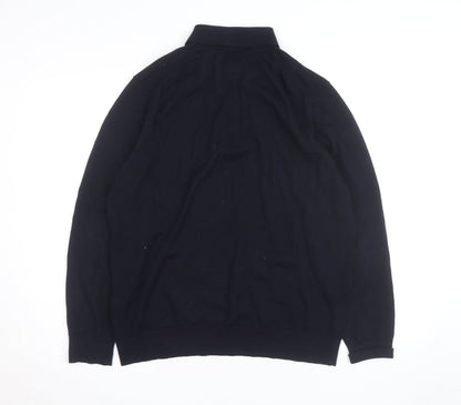 Marks and Spencer Autograph Men's Black XL Merino Wool Long Sleeve Polo