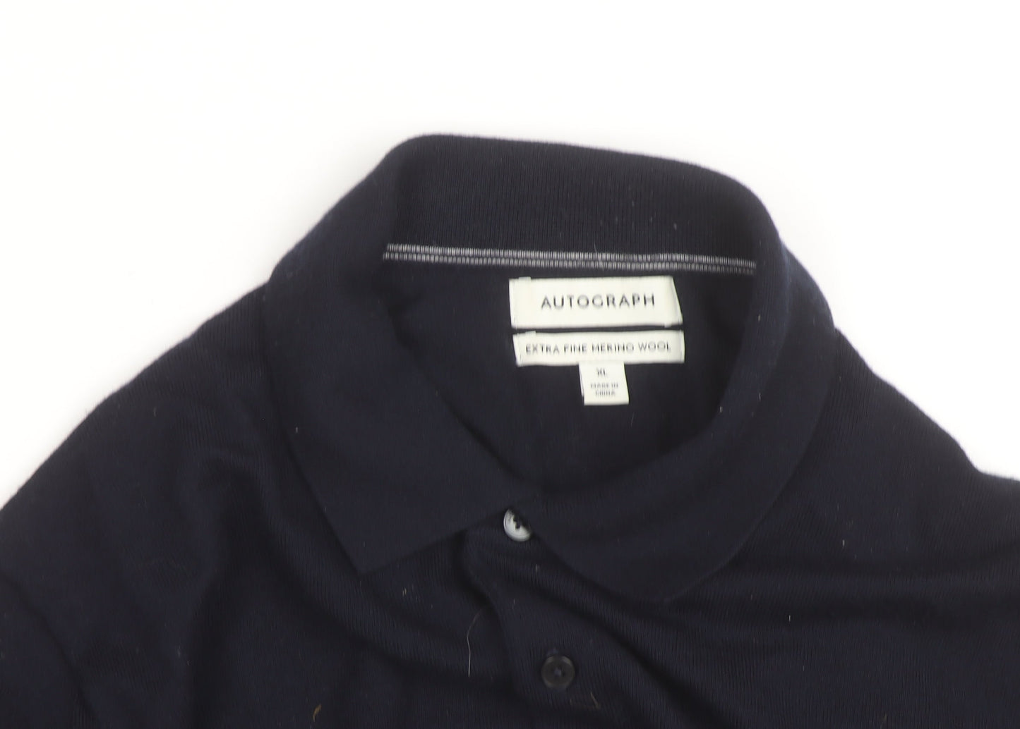 Marks and Spencer Autograph Men's Black XL Merino Wool Long Sleeve Polo