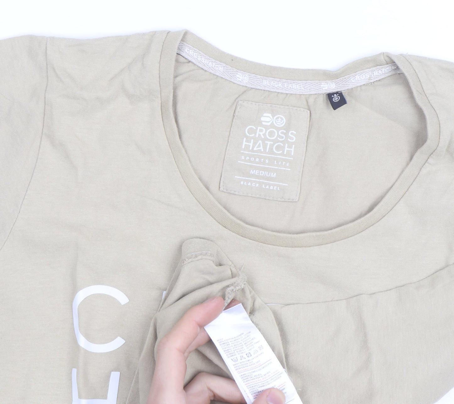 Crosshatch Men's Beige Medium Sports Lite Graphic T-Shirt