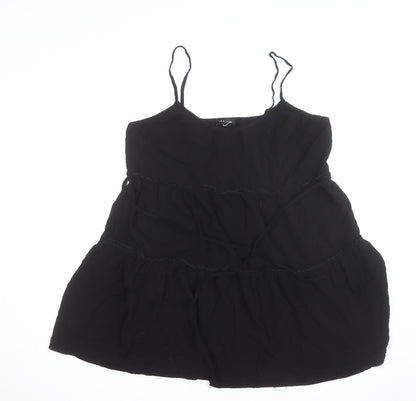 New Look Women Black Size 14 Slip Dress Sleeveless Short Chiffon