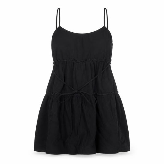 New Look Women Black Size 14 Slip Dress Sleeveless Short Chiffon