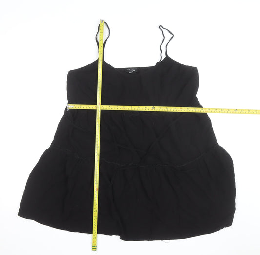New Look Women Black Size 14 Slip Dress Sleeveless Short Chiffon