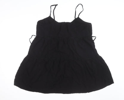 New Look Women Black Size 14 Slip Dress Sleeveless Short Chiffon