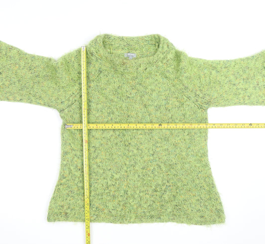 Marks and Spencer Women Green L Chunky-Knit Mohair Wool Jumper