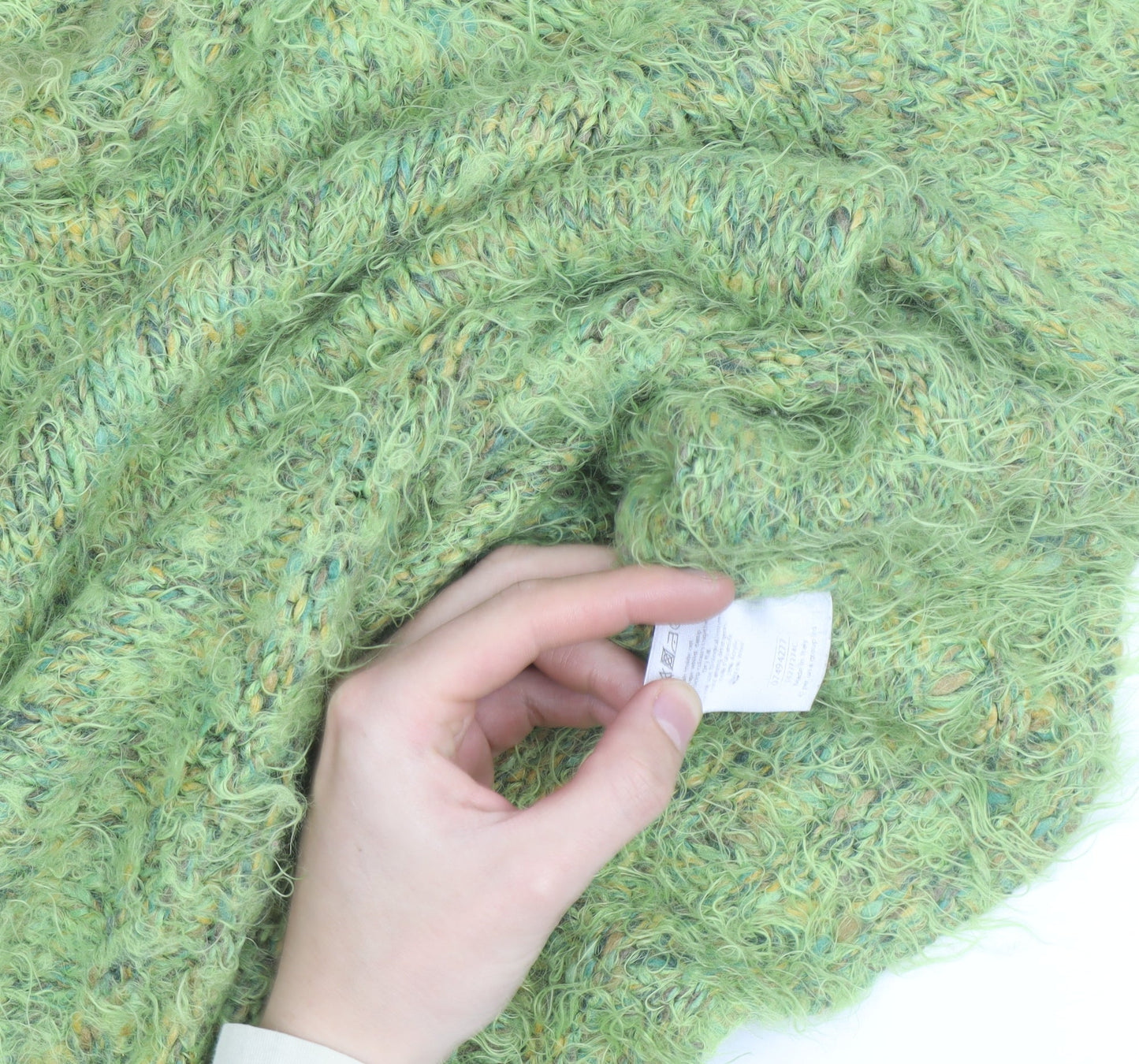 Marks and Spencer Women Green L Chunky-Knit Mohair Wool Jumper