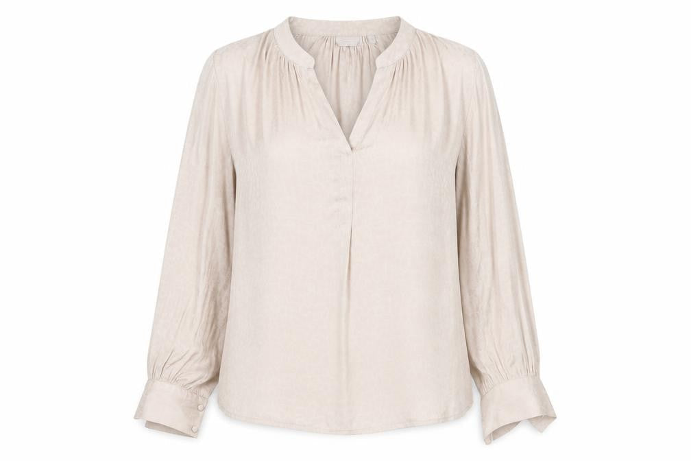 b.young Womens Beige Animal Print Tunic Blouse Size 12