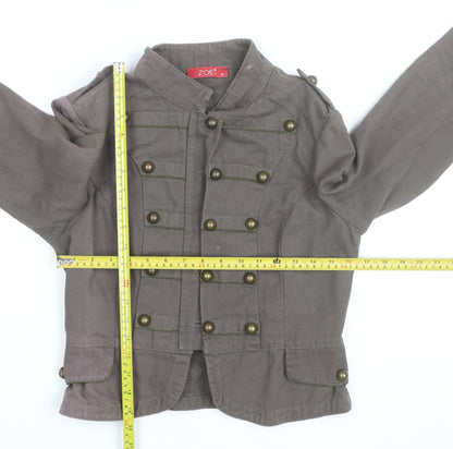 Zoe Women’s Brown Military Jacket Size 12 Cotton Buttoned