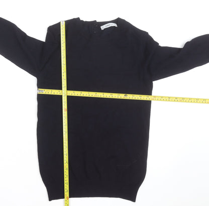 Zara Women Black Crew Neck Knit Pullover Jumper Size 12