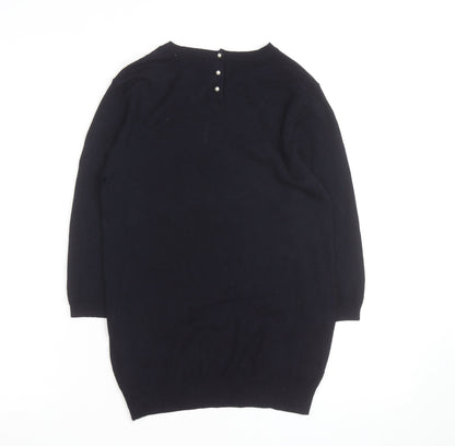 Zara Women Black Crew Neck Knit Pullover Jumper Size 12