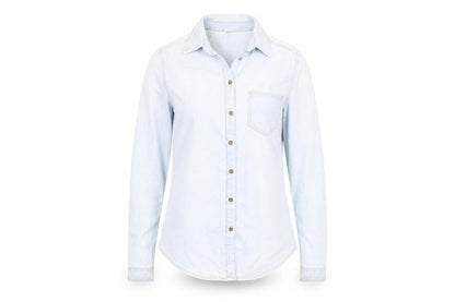 Divided Women Blue Denim Long Sleeve Cotton Button-Up Shirt Size 6