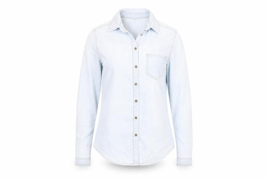 Divided Women Blue Denim Long Sleeve Cotton Button-Up Shirt Size 6