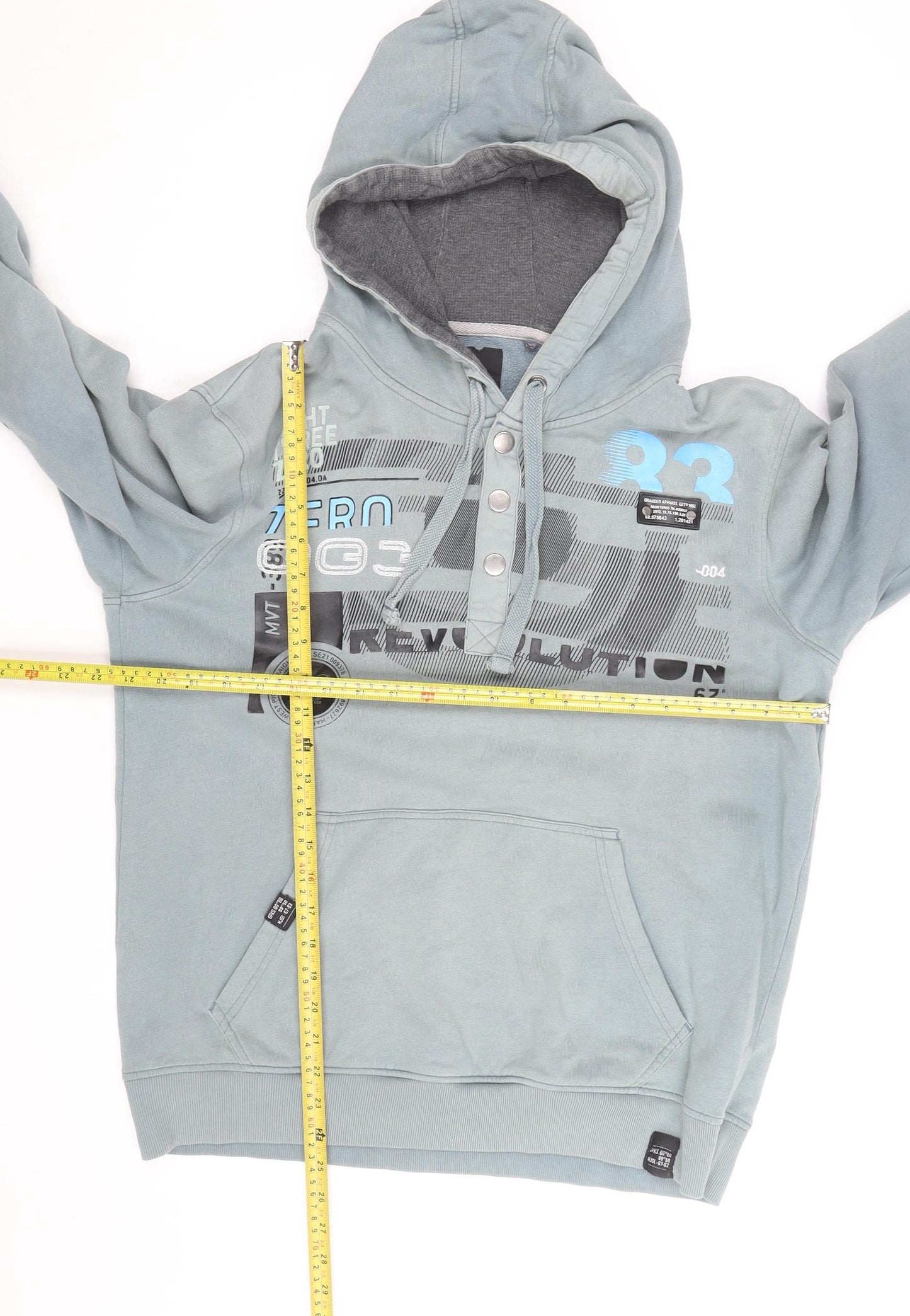 Next Men's Blue Pullover Hoodie M Graphic Print Cotton