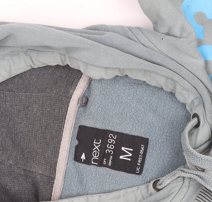Next Men's Blue Pullover Hoodie M Graphic Print Cotton